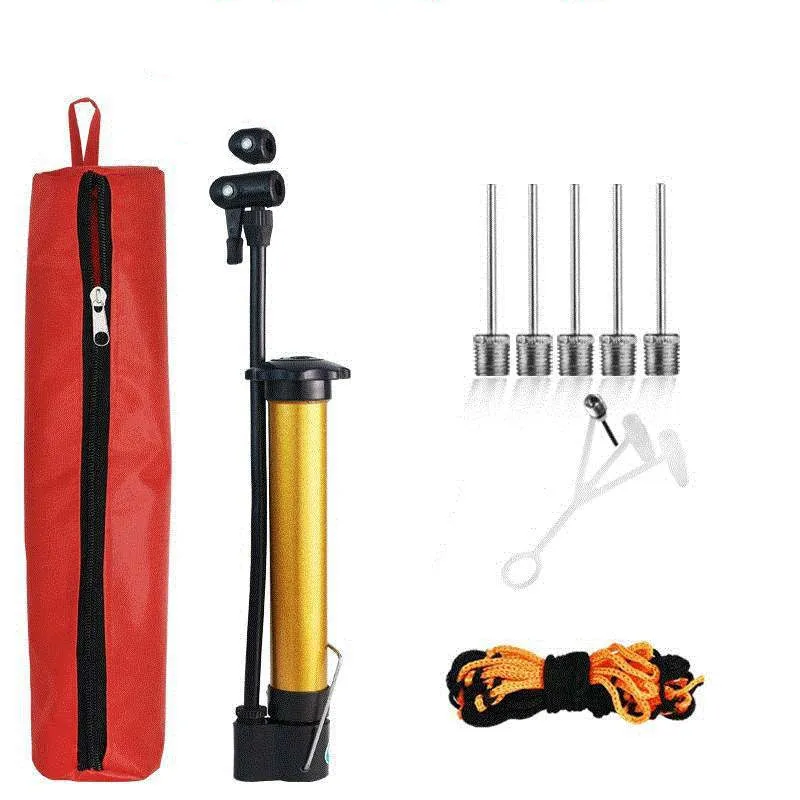 Basketball pump with air cylinder, multi-purpose needles, net pocket, and ball bag for inflating sports balls