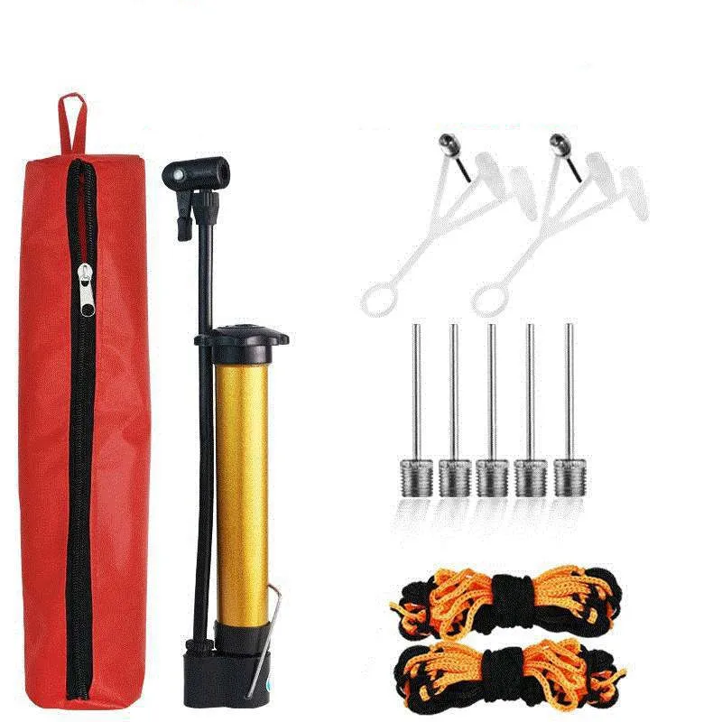 Basketball pump with air cylinder, multi-purpose needles, net pocket, and ball bag for inflating sports balls