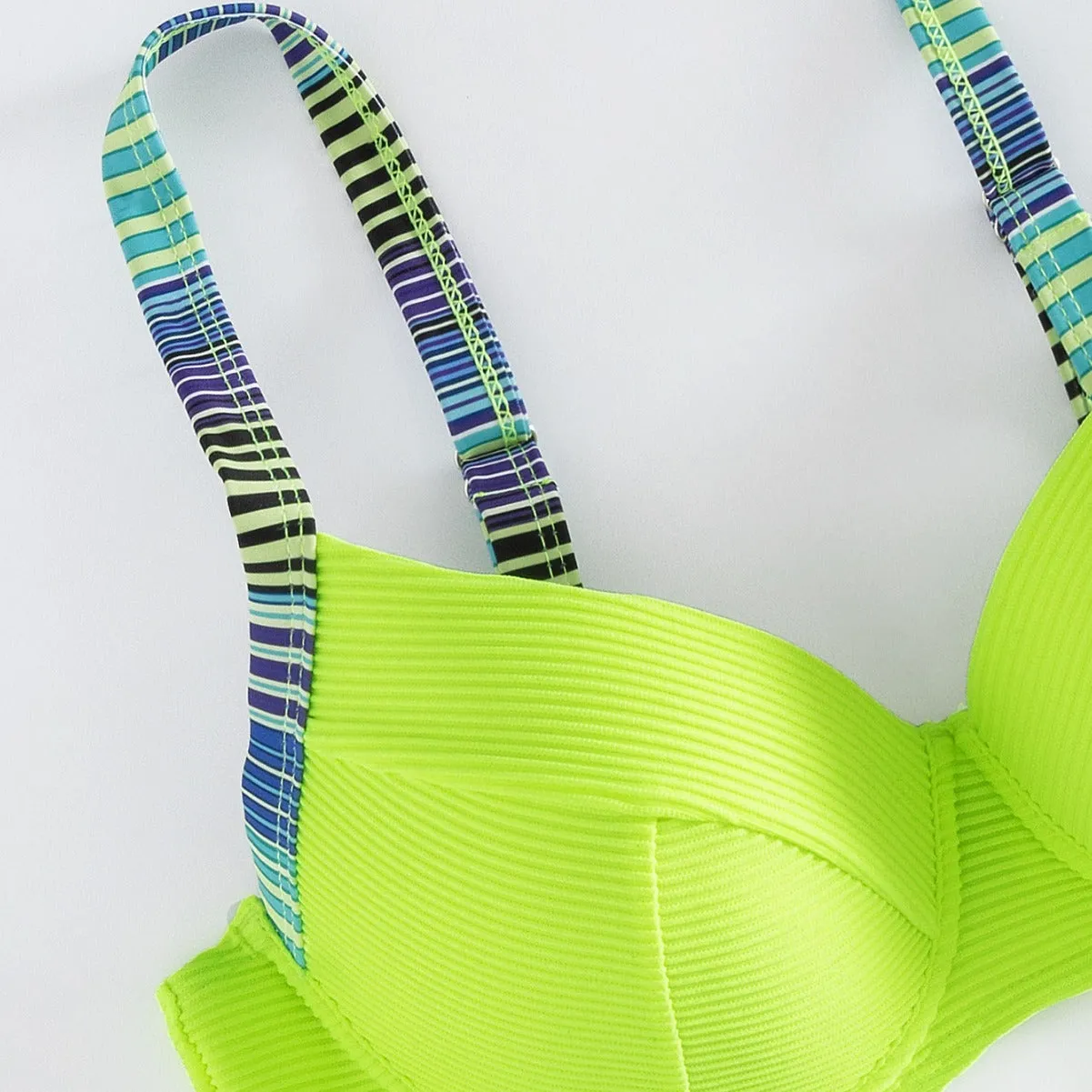 Green printed halter bikini for women with briefs style bottom