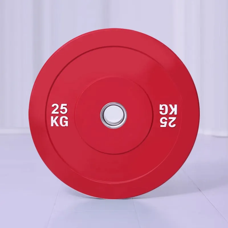 Macaron elastic rubber weight plate in green with large centre hole, colour-coded 10kg option
