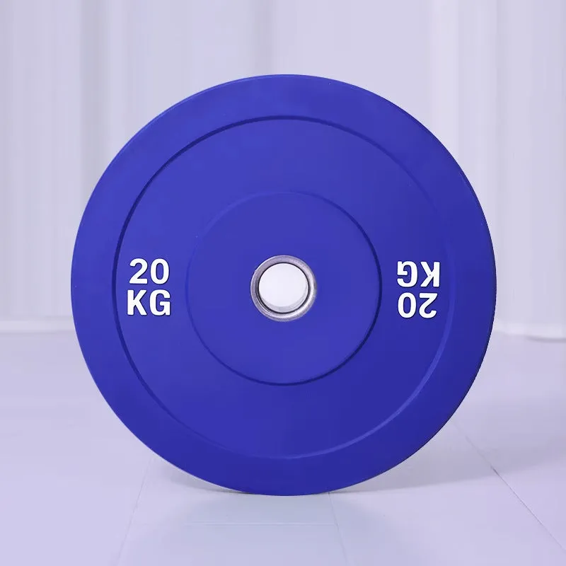 Macaron elastic rubber weight plate in green with large centre hole, colour-coded 10kg option