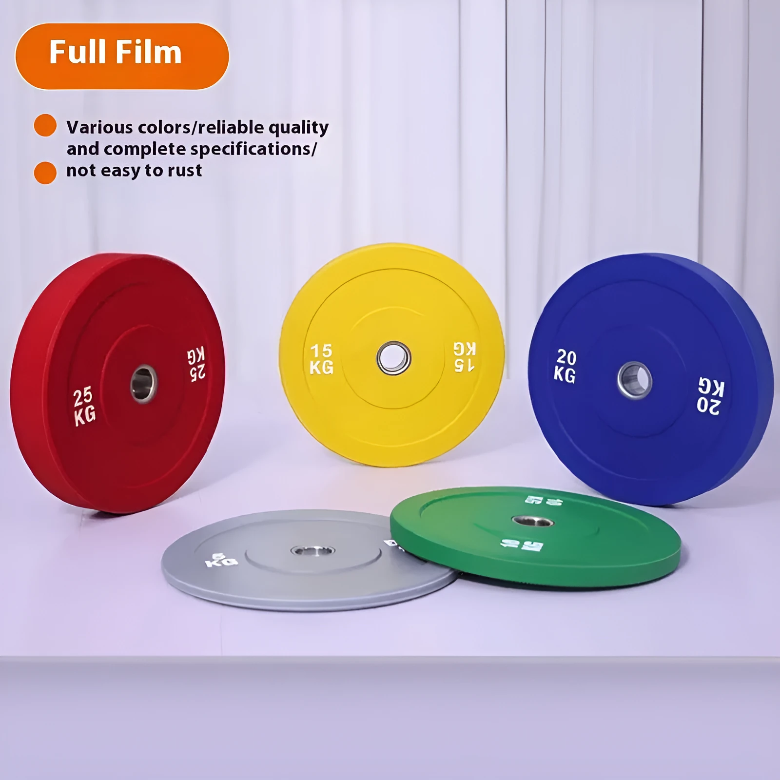 Macaron elastic rubber weight plate in green with large centre hole, colour-coded 10kg option
