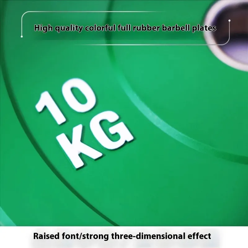 Macaron elastic rubber weight plate in green with large centre hole, colour-coded 10kg option