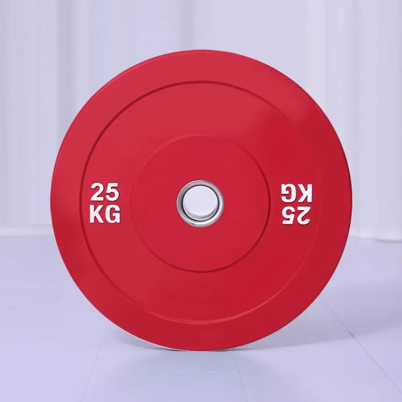 Macaron elastic rubber weight plate in green with large centre hole, colour-coded 10kg option