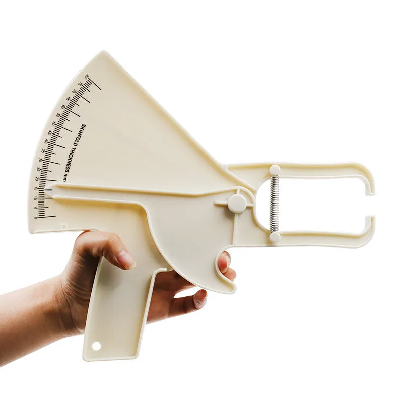 Plastic skinfold caliper measuring body fat thickness, 0-80mm range, four colours available