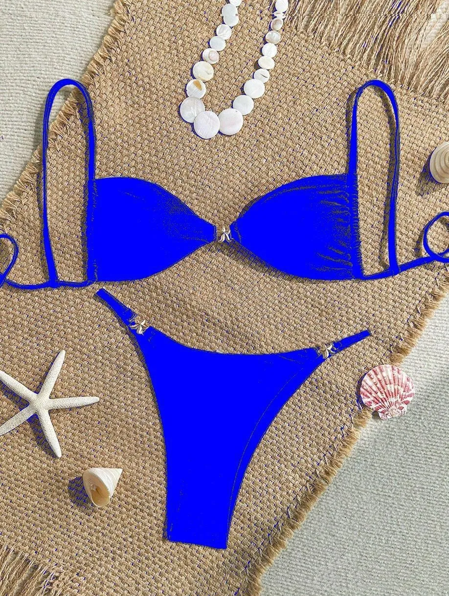 Women's seamless nylon spandex bikini set in solid colour available in multiple sizes