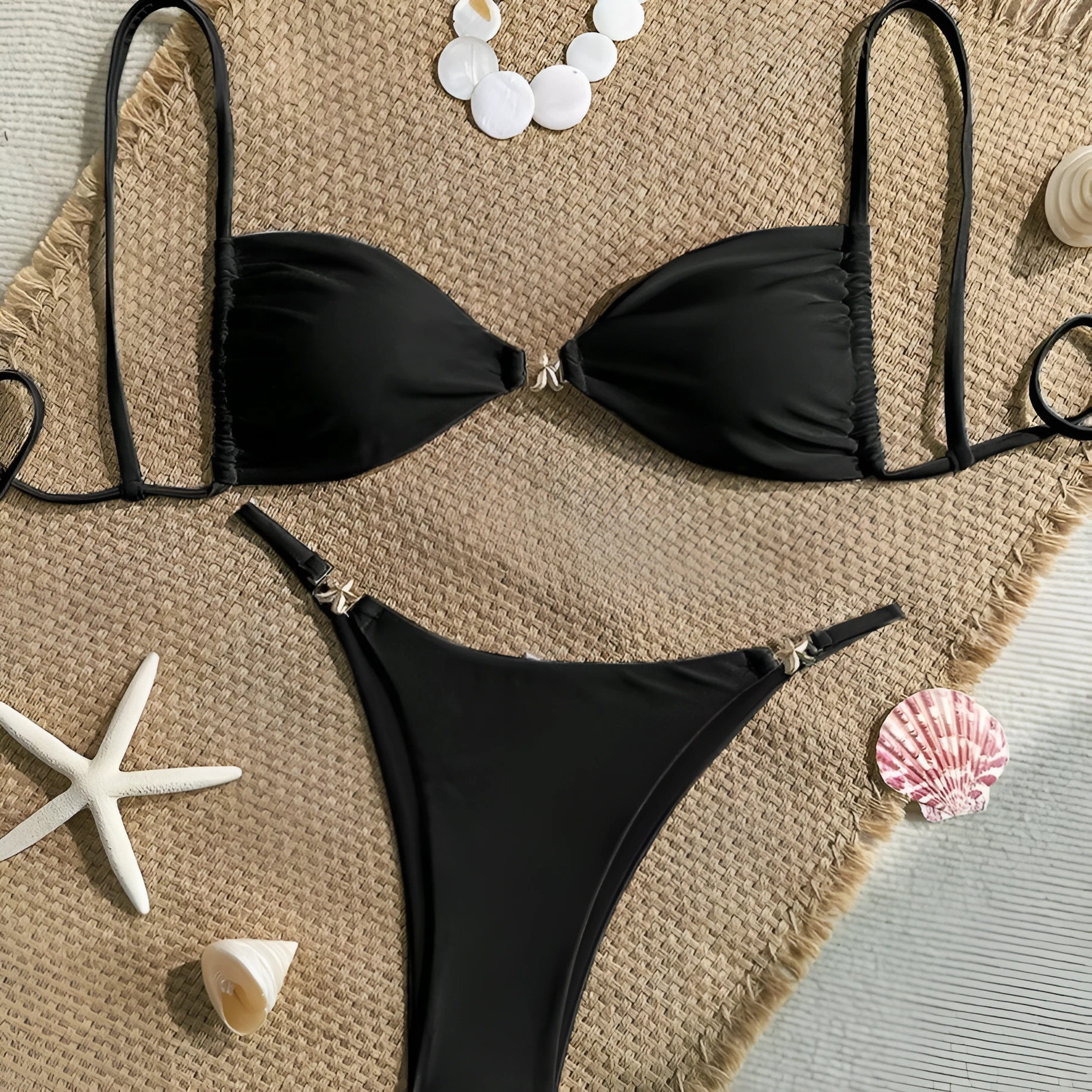 Women's seamless nylon spandex bikini set in solid colour available in multiple sizes
