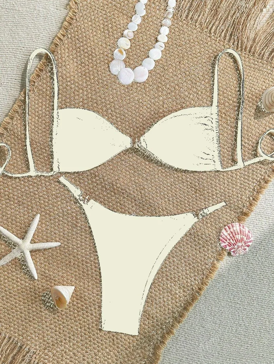Women's seamless nylon spandex bikini set in solid colour available in multiple sizes