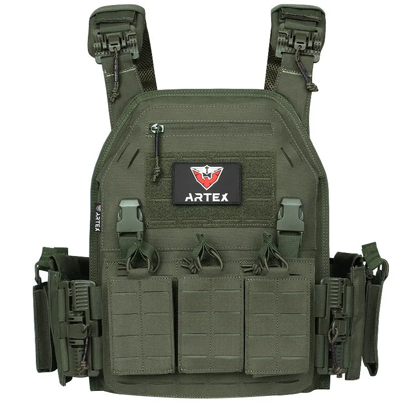 Artex multi-functional tactical vest in camouflage colour with quick release system for outdoor use