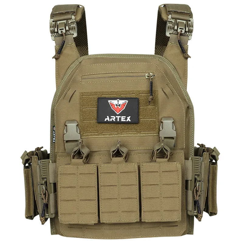 Artex multi-functional tactical vest in camouflage colour with quick release system for outdoor use