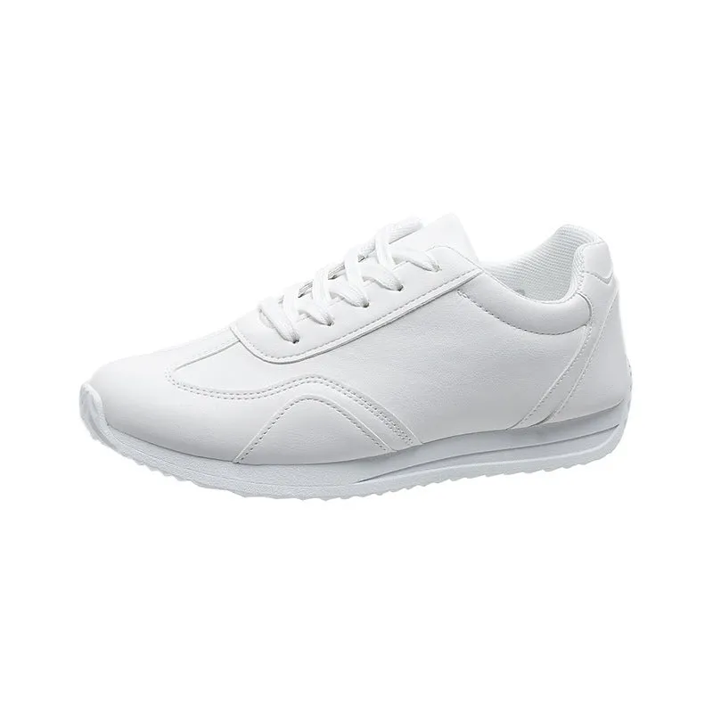 New platform white casual shoes for female students with PU upper and rubber sole