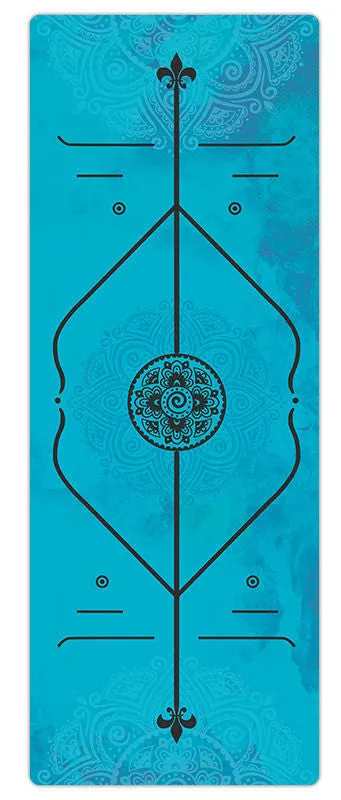 Non-slip yoga mat with rubber base, multicolour design showing elk pattern, 5mm thickness for yoga practice