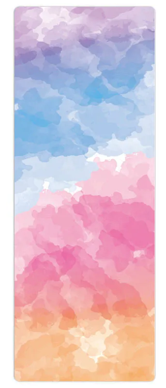 Non-slip yoga mat with rubber base, multicolour design showing elk pattern, 5mm thickness for yoga practice