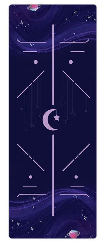 Non-slip yoga mat with rubber base, multicolour design showing elk pattern, 5mm thickness for yoga practice
