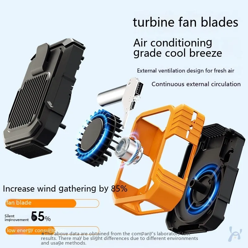 Green wrist hanging personal fan with light and USB charging port on a compact ABS and silicone body.