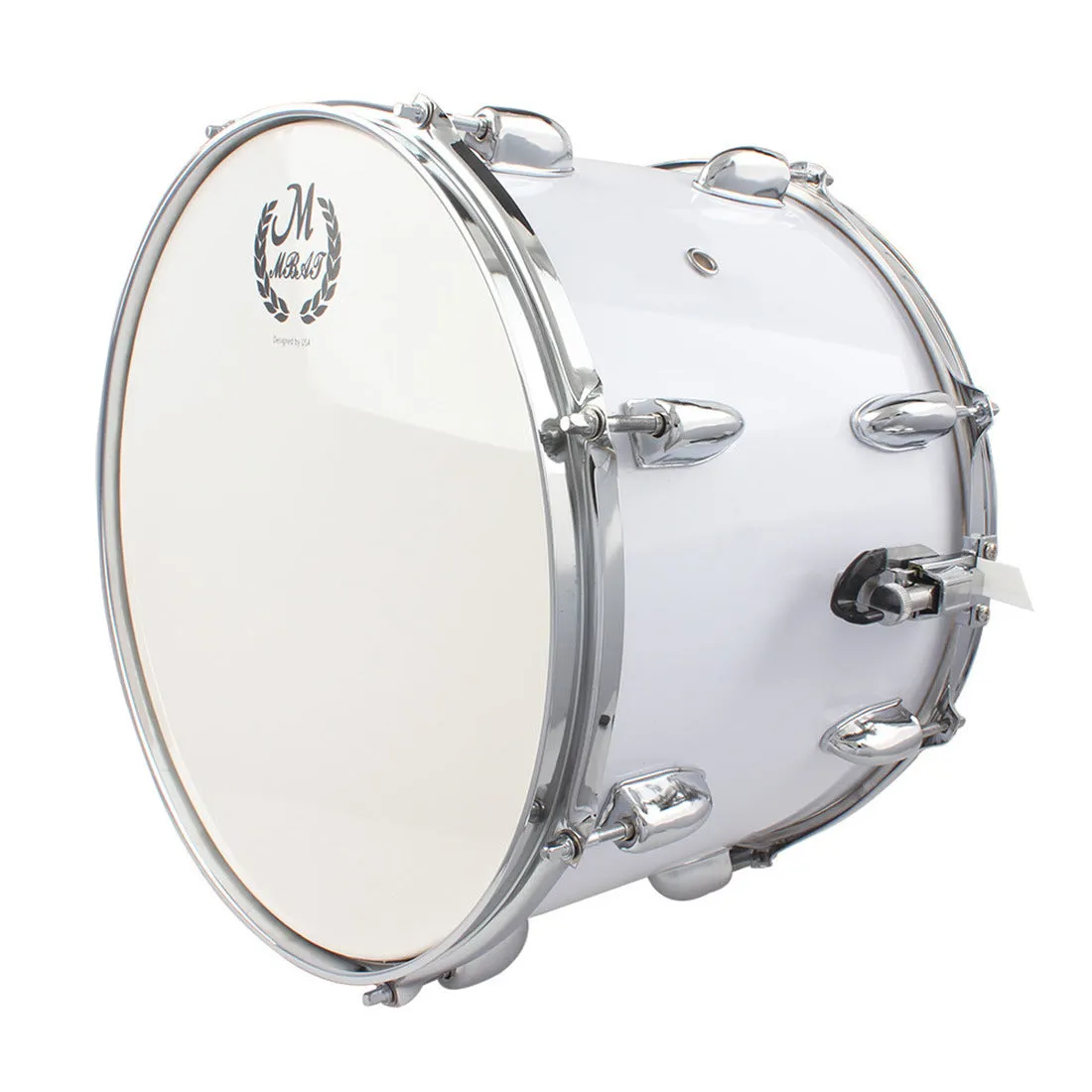 Mebet 14-inch white stainless steel adjustable snare drum with strap and drum stick