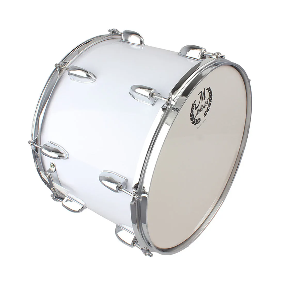 Mebet 14-inch white stainless steel adjustable snare drum with strap and drum stick