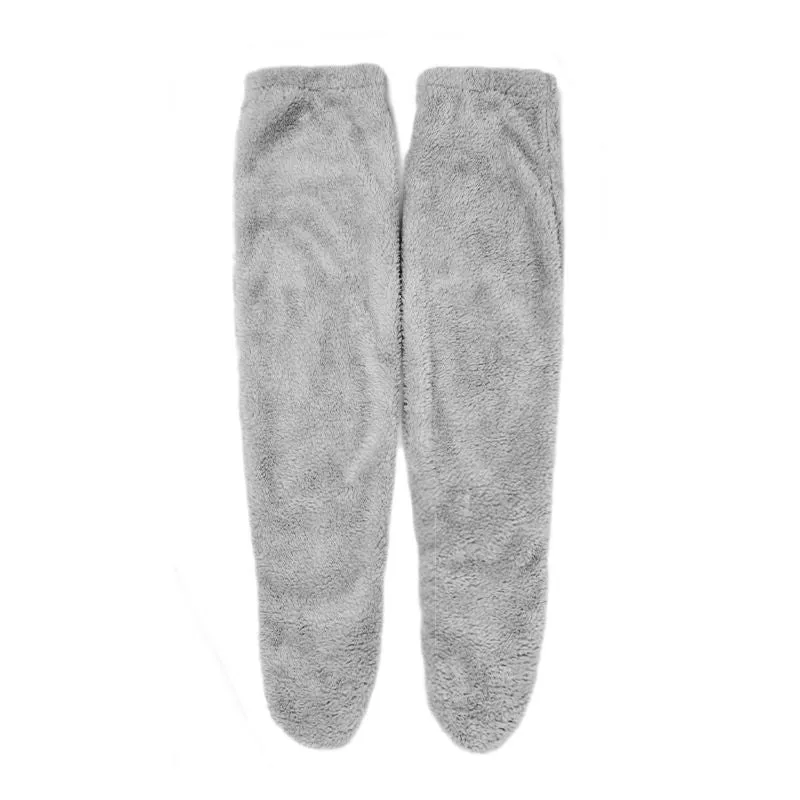 Thickened solid colour leg warmer for women in brown and light grey