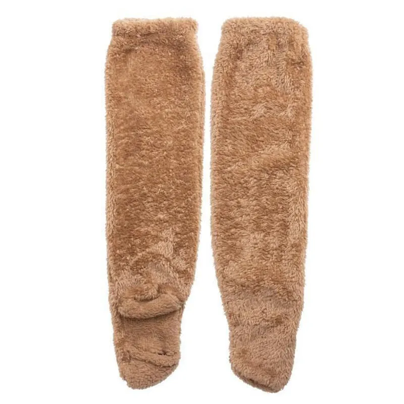 Thickened solid colour leg warmer for women in brown and light grey