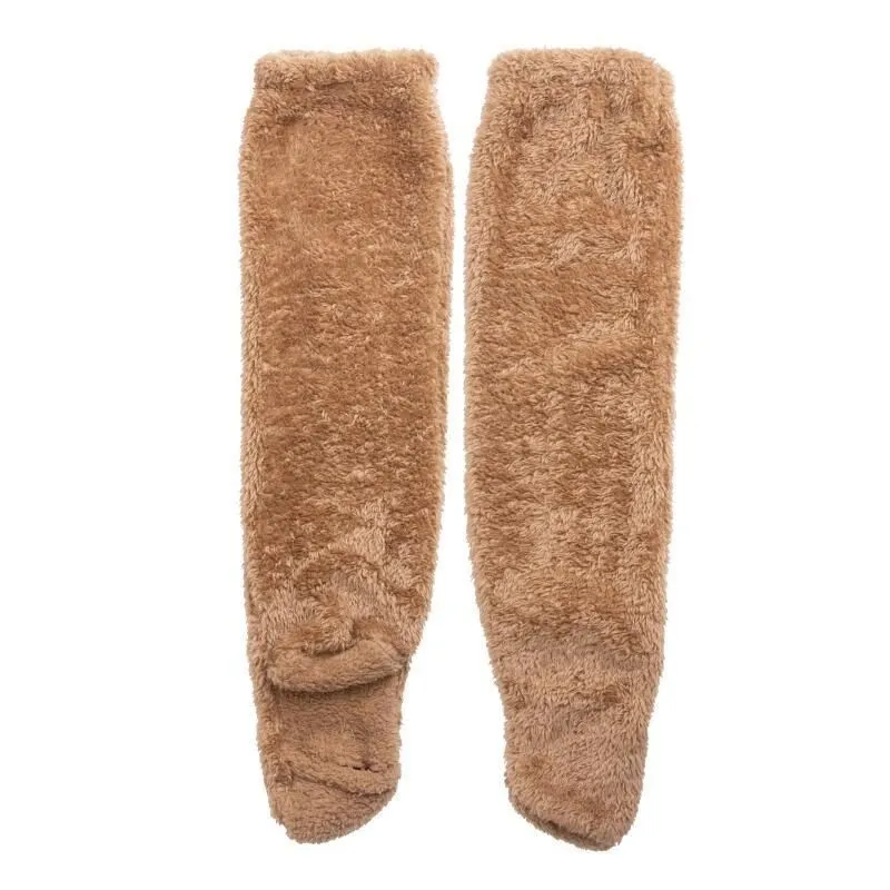 Thickened solid colour leg warmer for women in brown and light grey