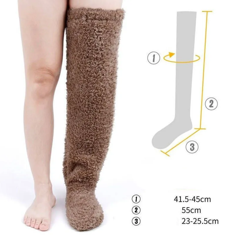Thickened solid colour leg warmer for women in brown and light grey