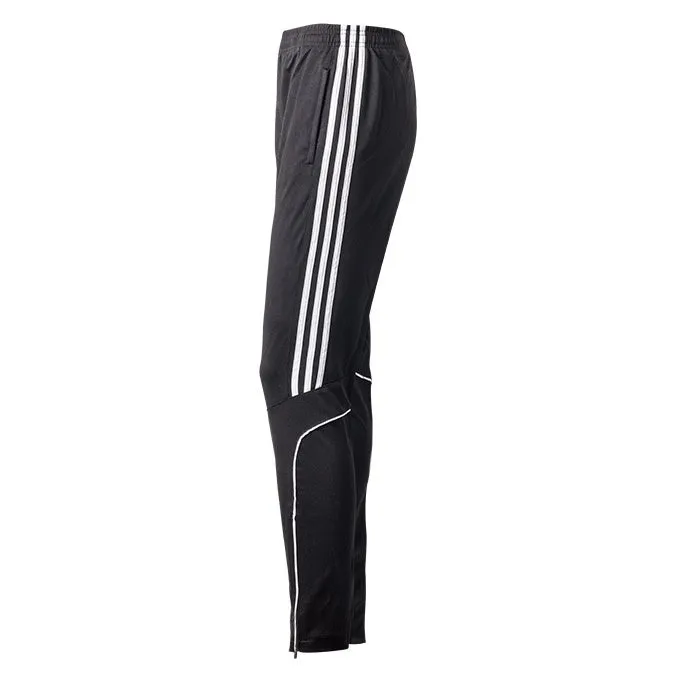 Men's straight tube polyester fast-dry fitness running trousers in fluorescent green with three solid side stripes