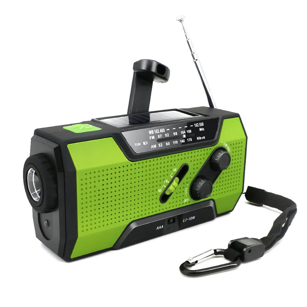 Pocket solar radio in green, waterproof and solar-powered for outdoor use
