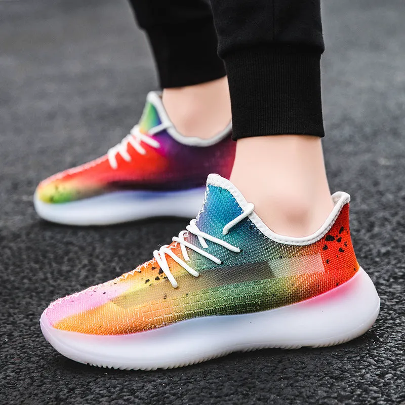 Men's breathable mesh casual running shoes low cut round toe front tie rubber sole summer