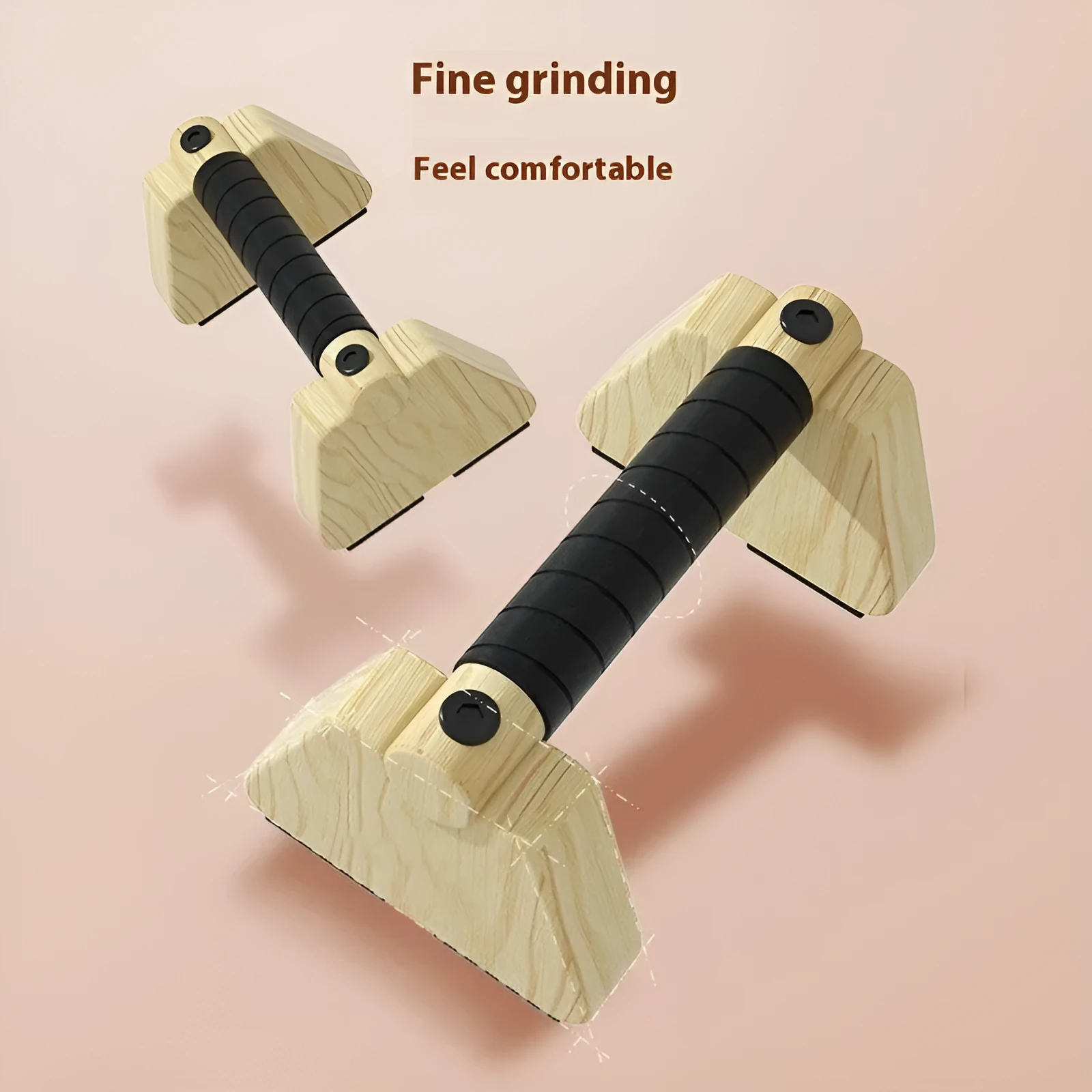 Pair of nordic beech wood push-up stands angled on floor, 95 x 200 x 105mm each, Russian-style design