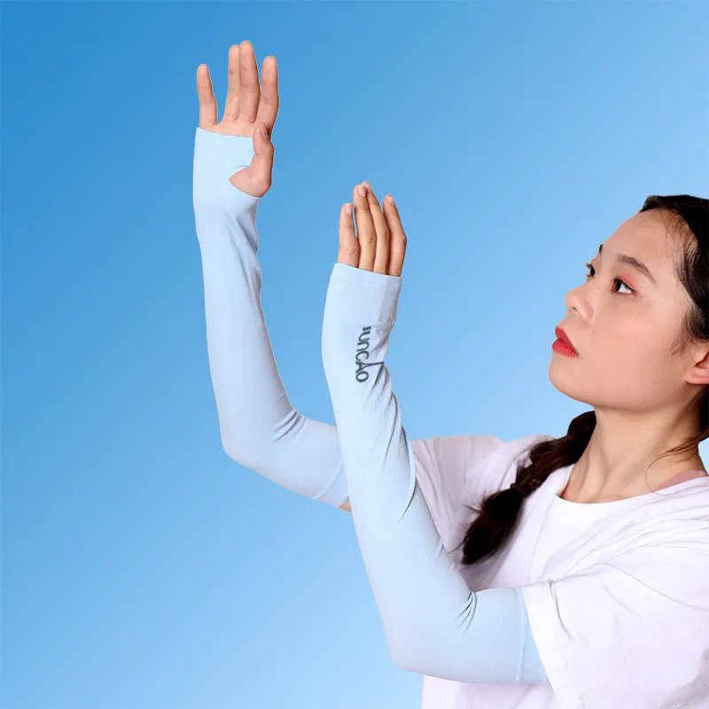 Nylon sun protection sleeves with open finger design in various colours