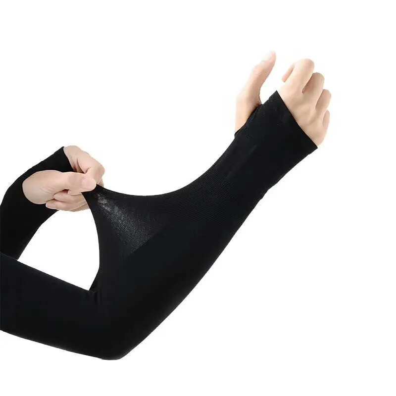 Nylon sun protection sleeves with open finger design in various colours