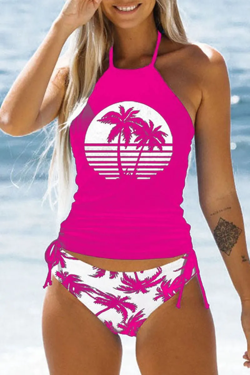 3D printed split swimsuit two-piece set for women, briefs style nylon fabric with European and American pattern