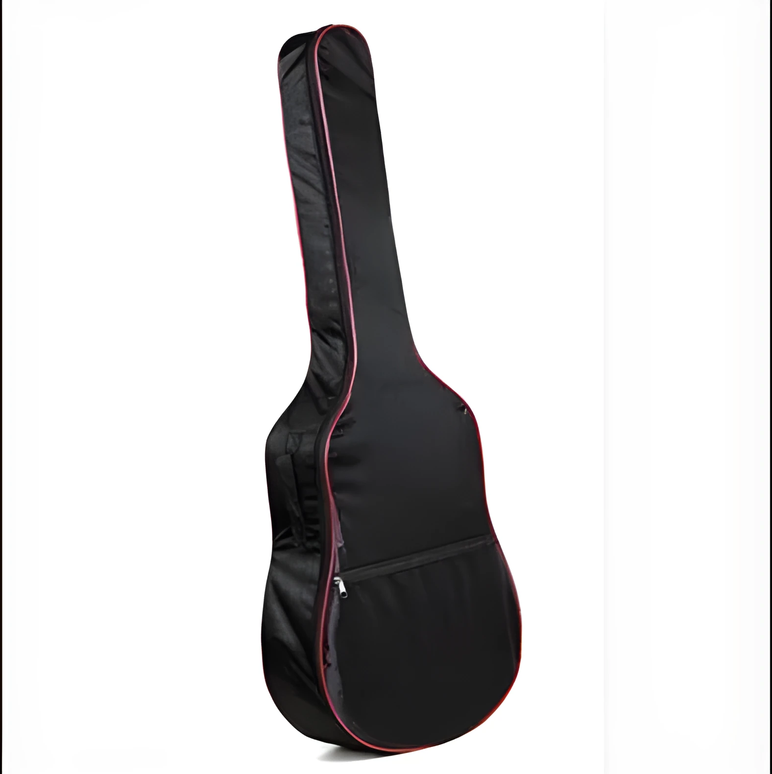 Waterproof acoustic guitar bag with red edge trim and backpack straps, 40-41 inch size