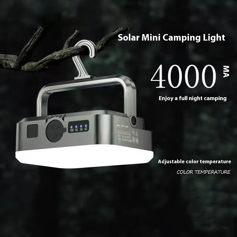 Mini camp lamp with LED 1000 lumens, 4000mAh battery, Type-C charging, 96x36mm, life waterproof for tent use