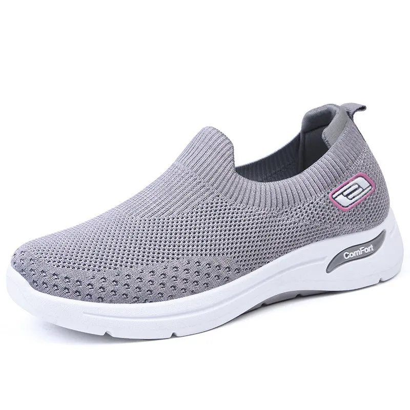 Women's casual soft bottom breathable mesh sneakers flat heel PVC sole in solid colour
