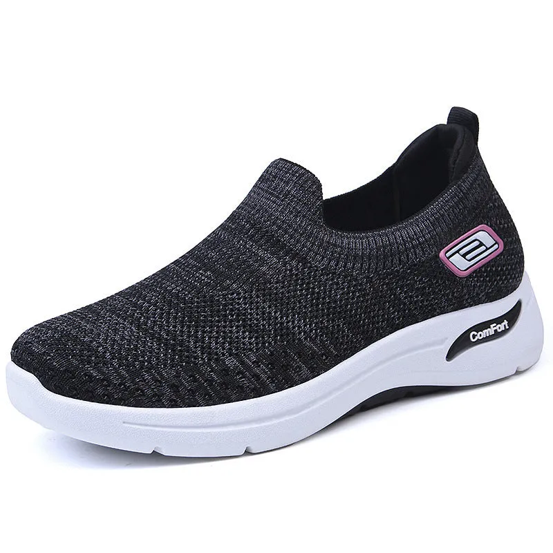 Women's casual soft bottom breathable mesh sneakers flat heel PVC sole in solid colour