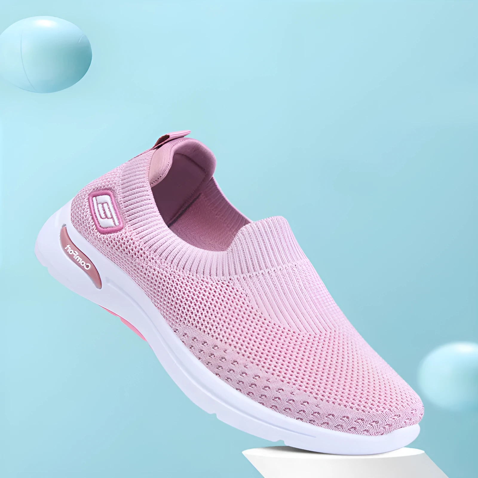 Women's casual soft bottom breathable mesh sneakers flat heel PVC sole in solid colour