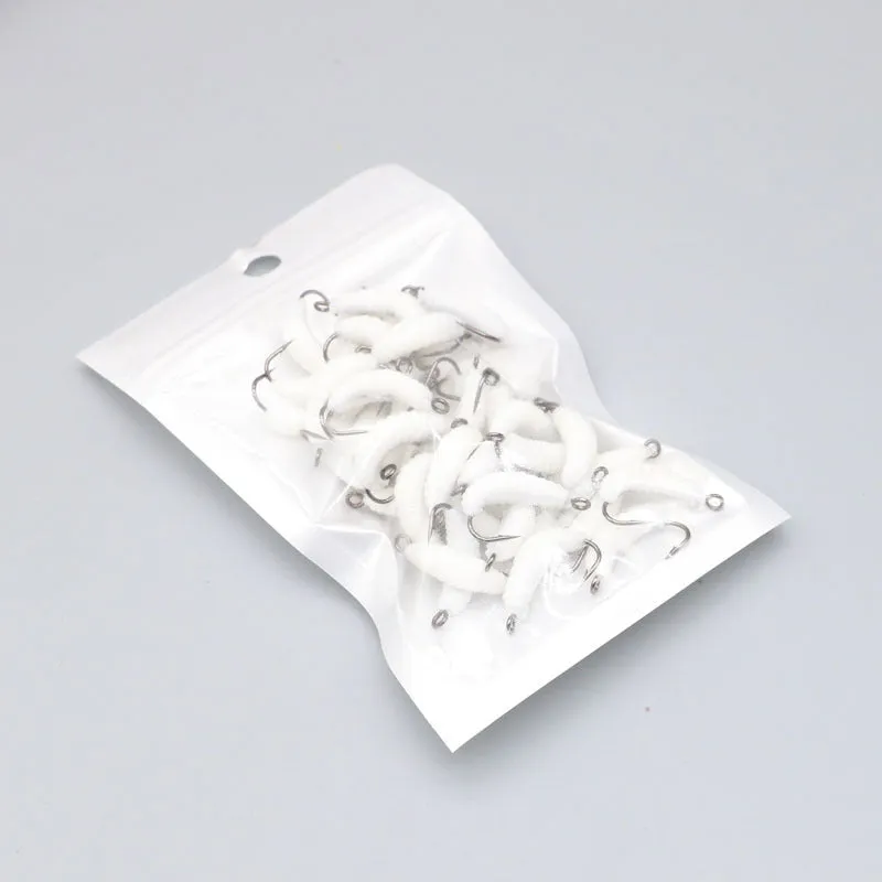 Fishing bait lure with hook in pink worm style, including luminous colour option, for Big Eye snakehead Rod Hook No. 4