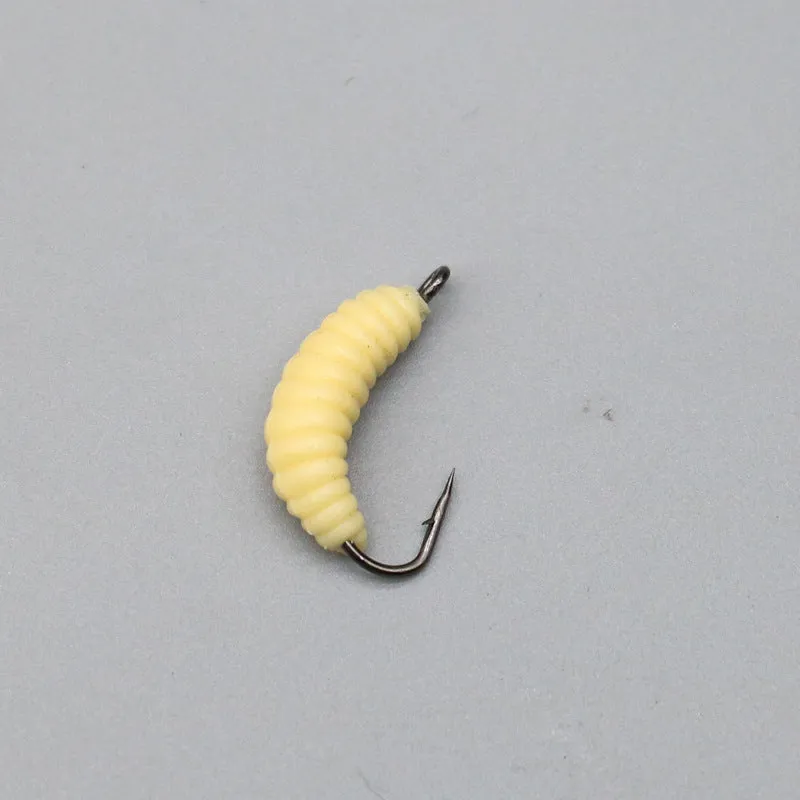 Fishing bait lure with hook in pink worm style, including luminous colour option, for Big Eye snakehead Rod Hook No. 4
