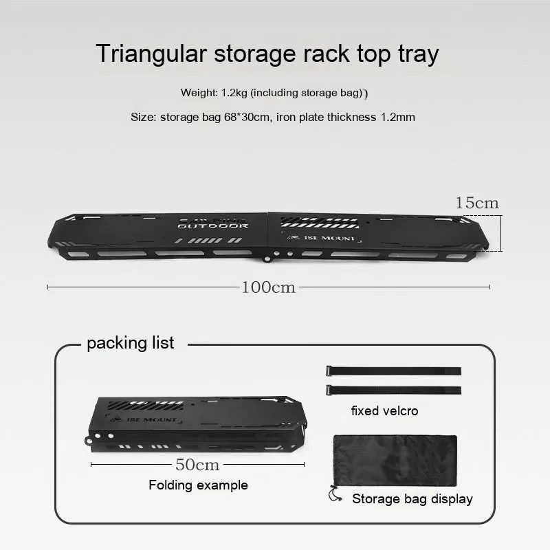 Foldable aluminium triangle camping clothes drying rack with side hanger and multiple hooks