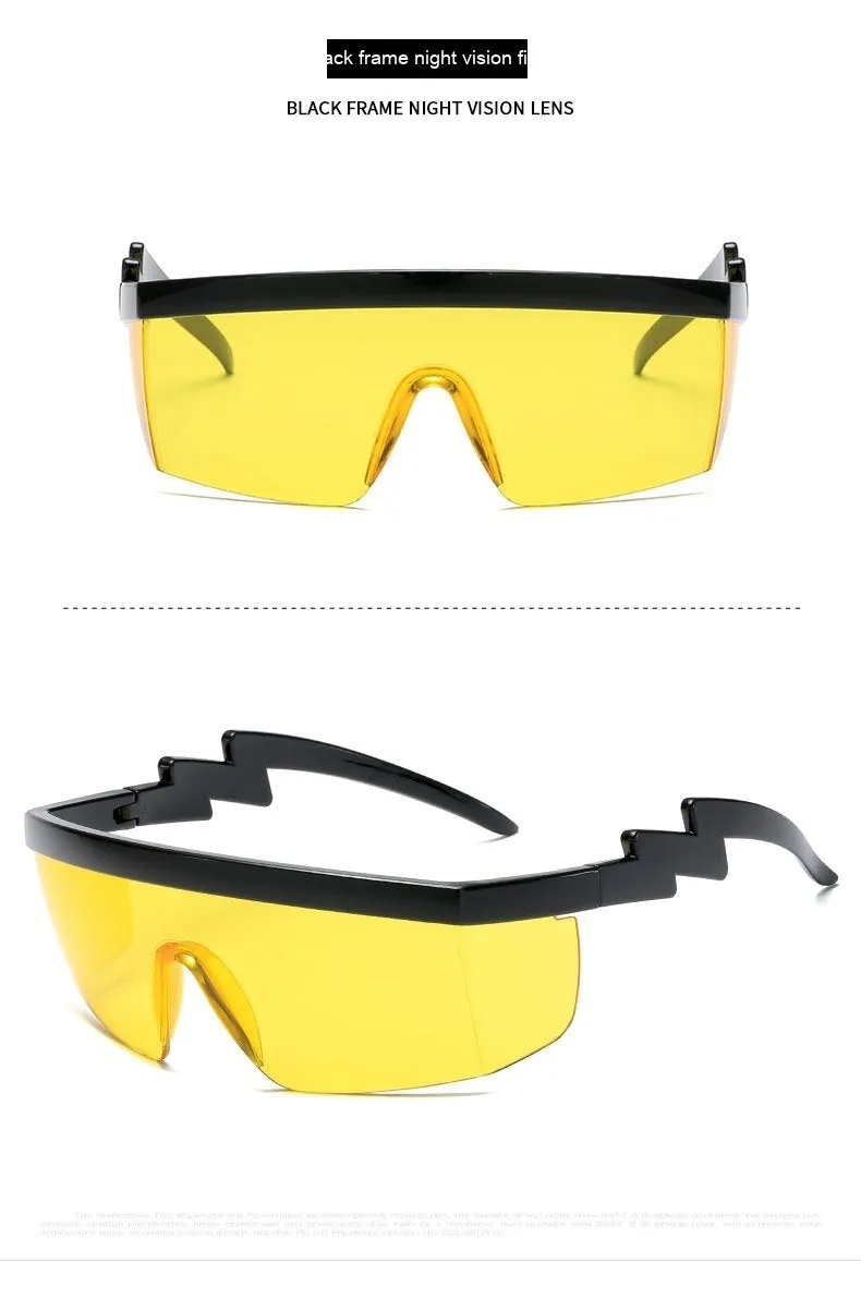One-piece sports sunglasses for cycling with PC lens in multiple colour options