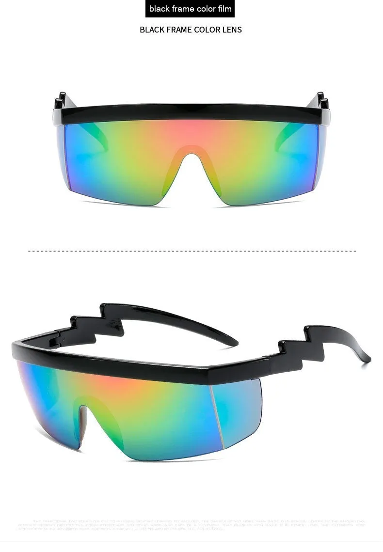 One-piece sports sunglasses for cycling with PC lens in multiple colour options