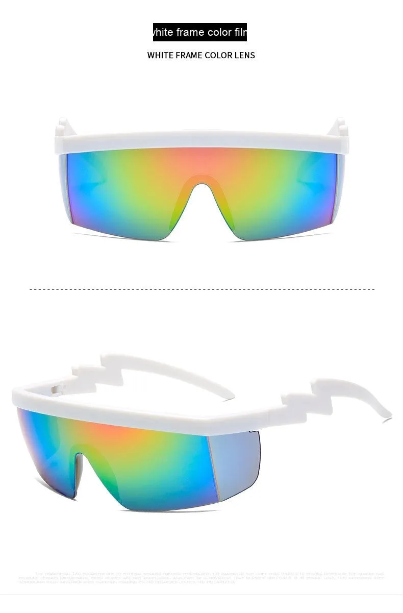 One-piece sports sunglasses for cycling with PC lens in multiple colour options