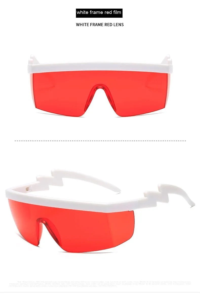 One-piece sports sunglasses for cycling with PC lens in multiple colour options
