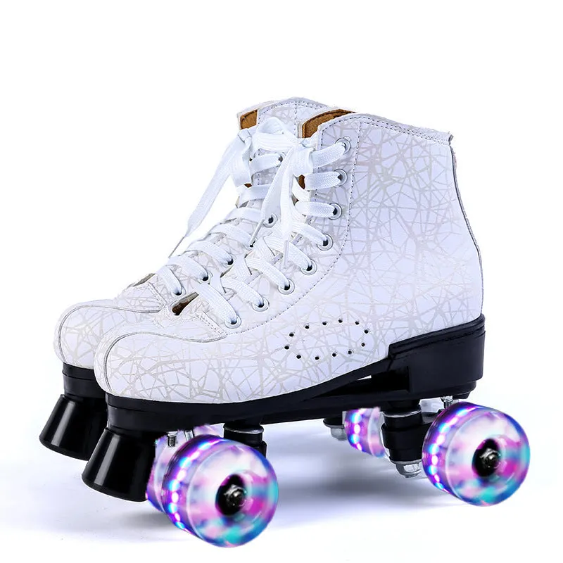 Quad roller skates with rubber sole, storm black, black wheels, unisex sizing 35-45