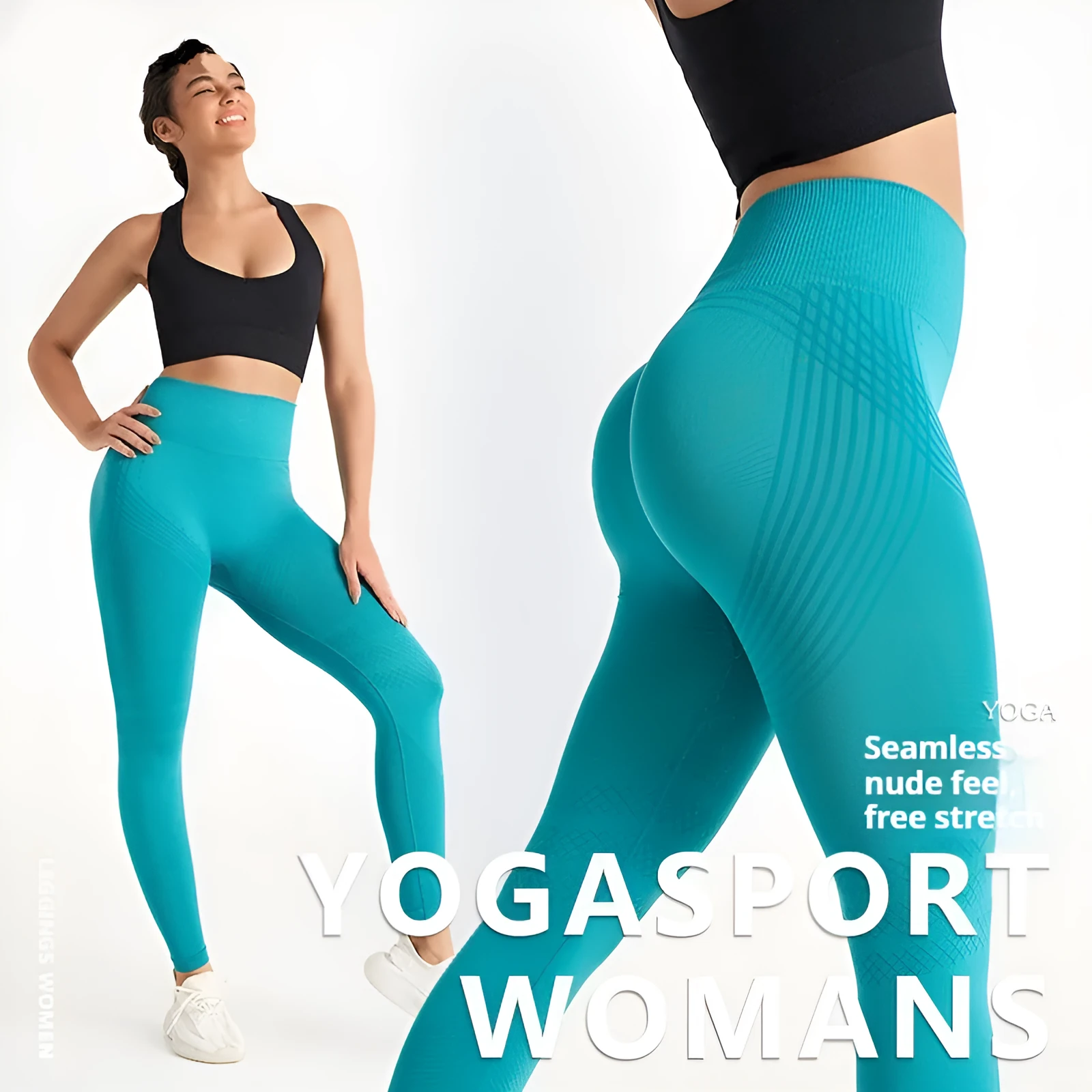 High waist hip lift exercise workout pants in black, nylon and spandex blend, size S M L