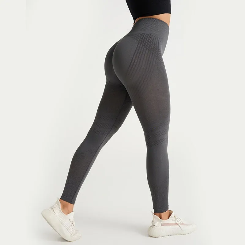 High waist hip lift exercise workout pants in black, nylon and spandex blend, size S M L