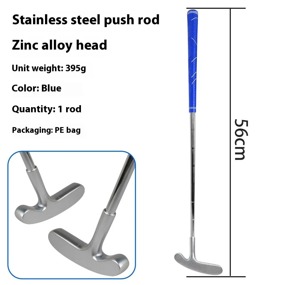 Stainless steel golf putting rod with pattern grip in black on a putting green