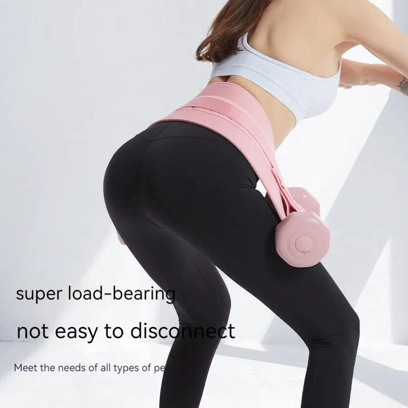 Black elastic hip bridge training belt for weight-bearing fitness exercises