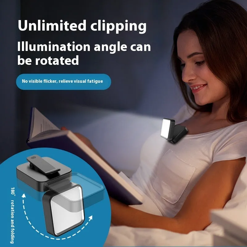 Clip-on LED camping lantern in black, clipped onto a bag, with rechargeable light for night use